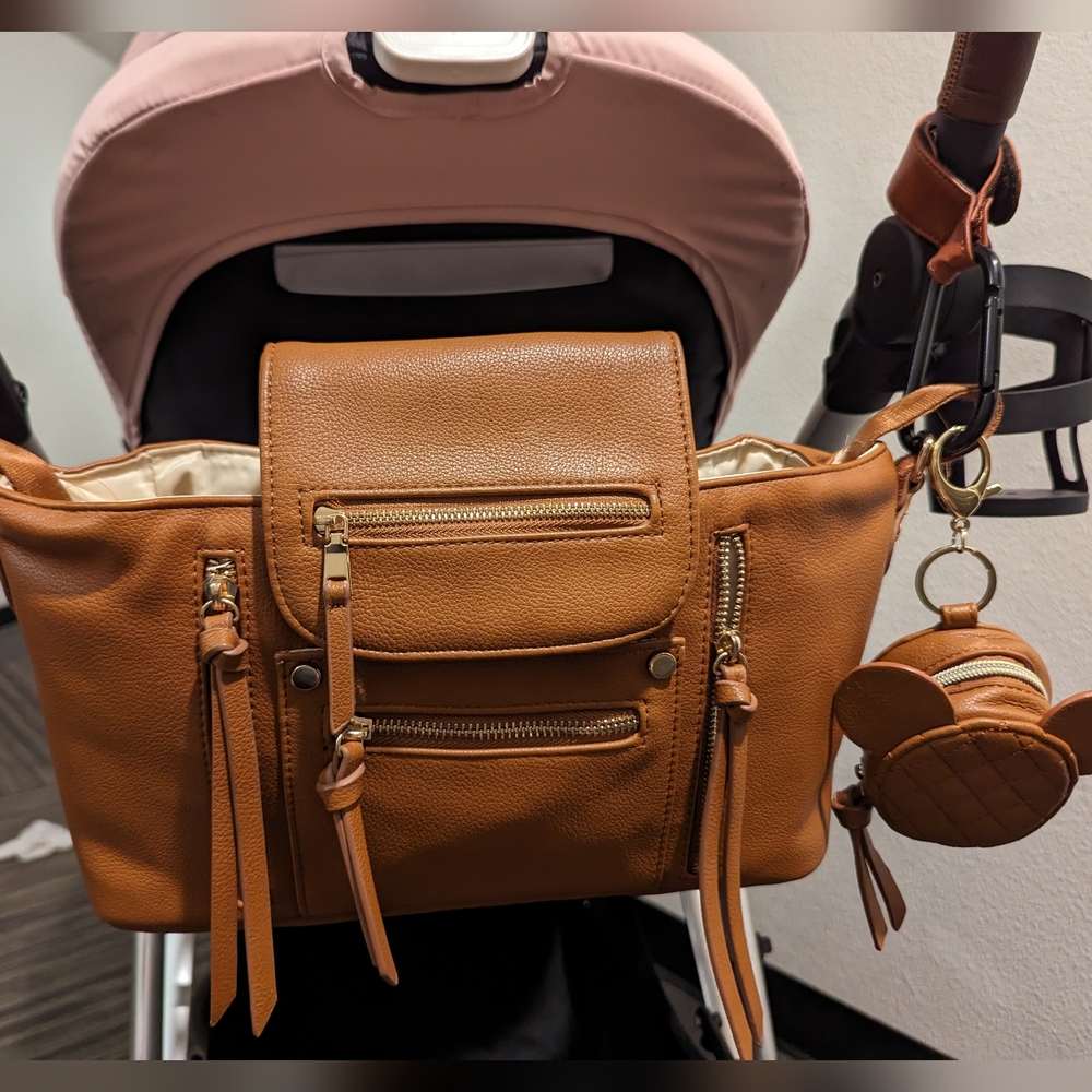 Leather Stroller Organizer and Mickey pacifier holder